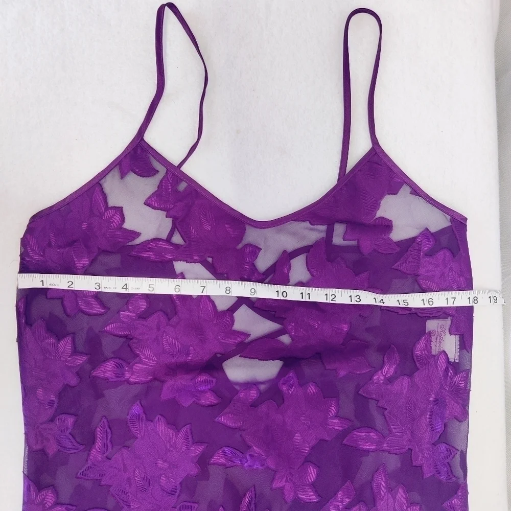 Grape Purple Sheer Slip Dress Cover Up Negligee Women's Sz Med Spaghetti Straps